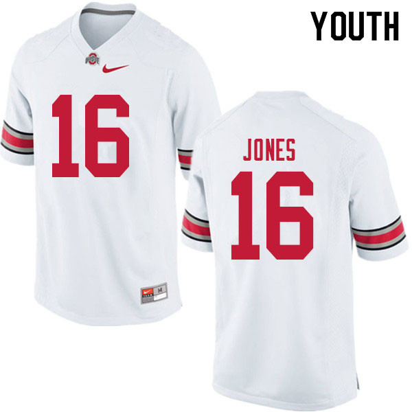 Youth Ohio State Buckeyes #16 Keandre Jones White Authentic College Stitched Football Jersey 23HA044RP